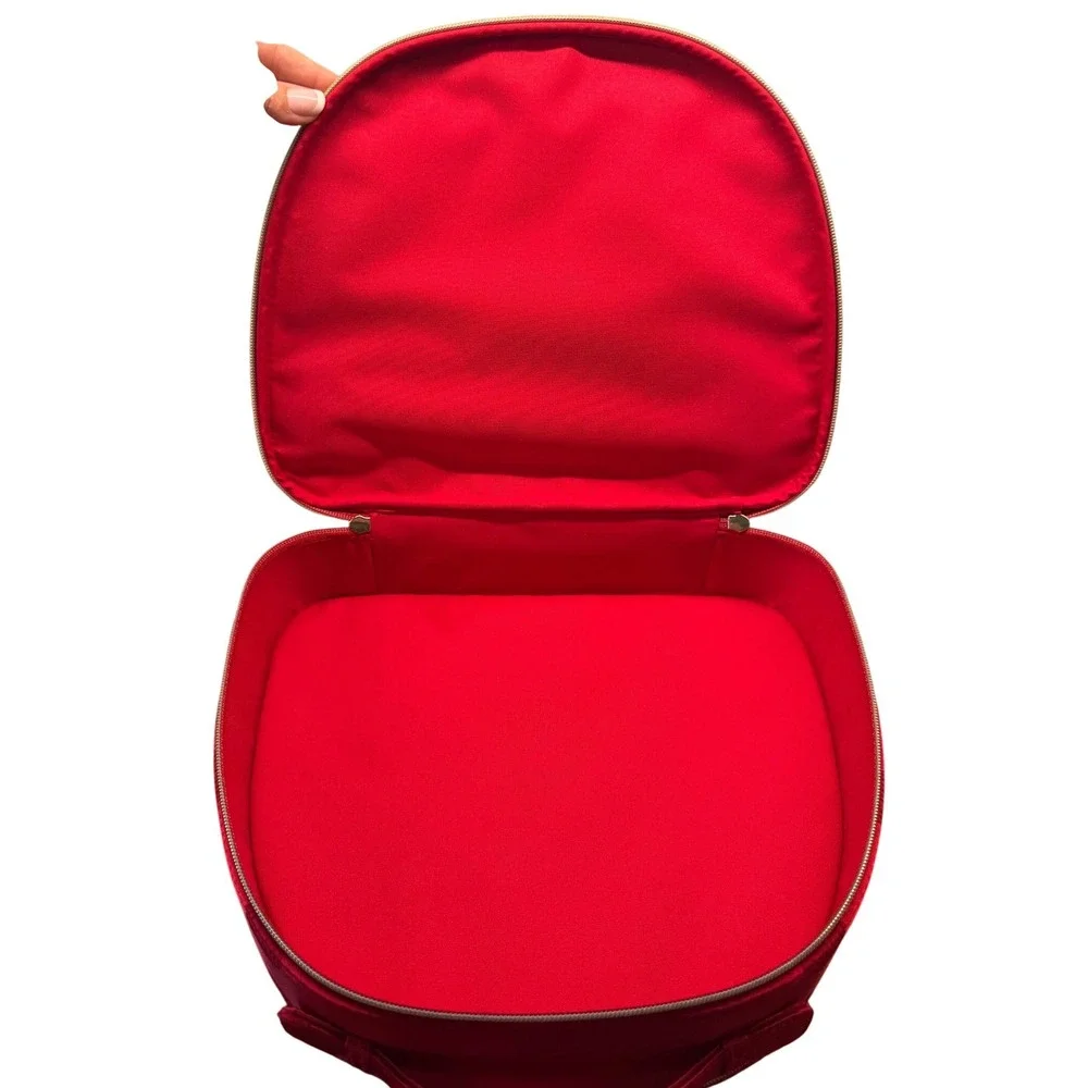 New! Holiday 2025 Estee Lauder Makeup Train Case Bag Double Zipper w/ Handle Red